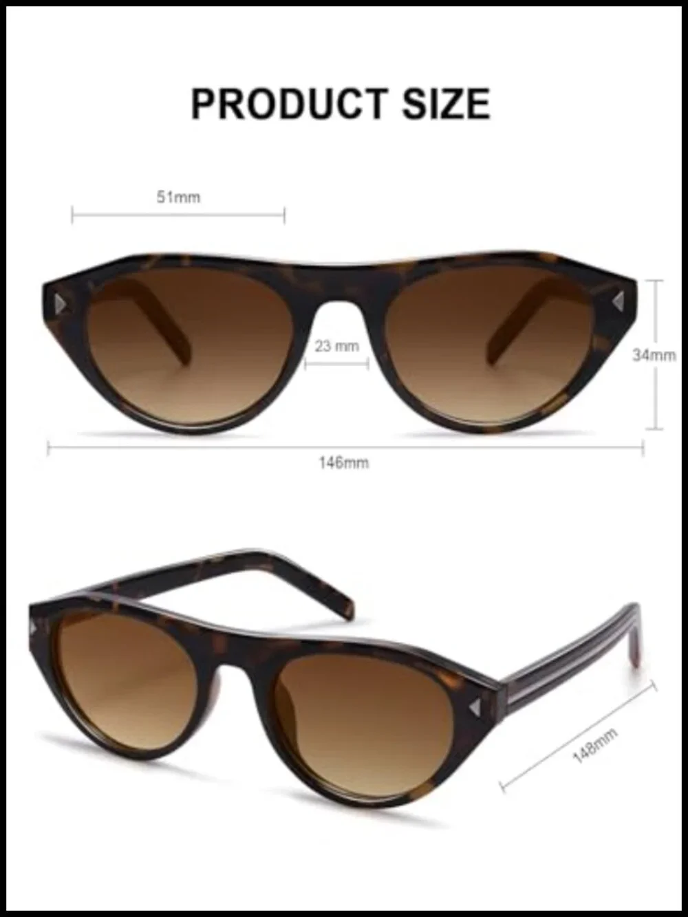Retro Cat Eye Sunglasses Narrow Oval UV400 Protection